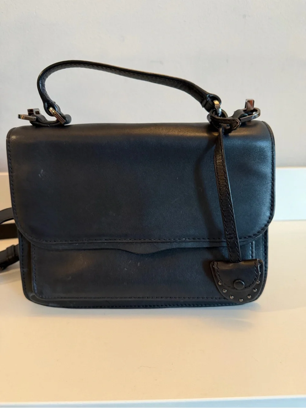 Rebecca Minkoff Black Leather Zebra Calf Hair Crossbody Satchel Bag